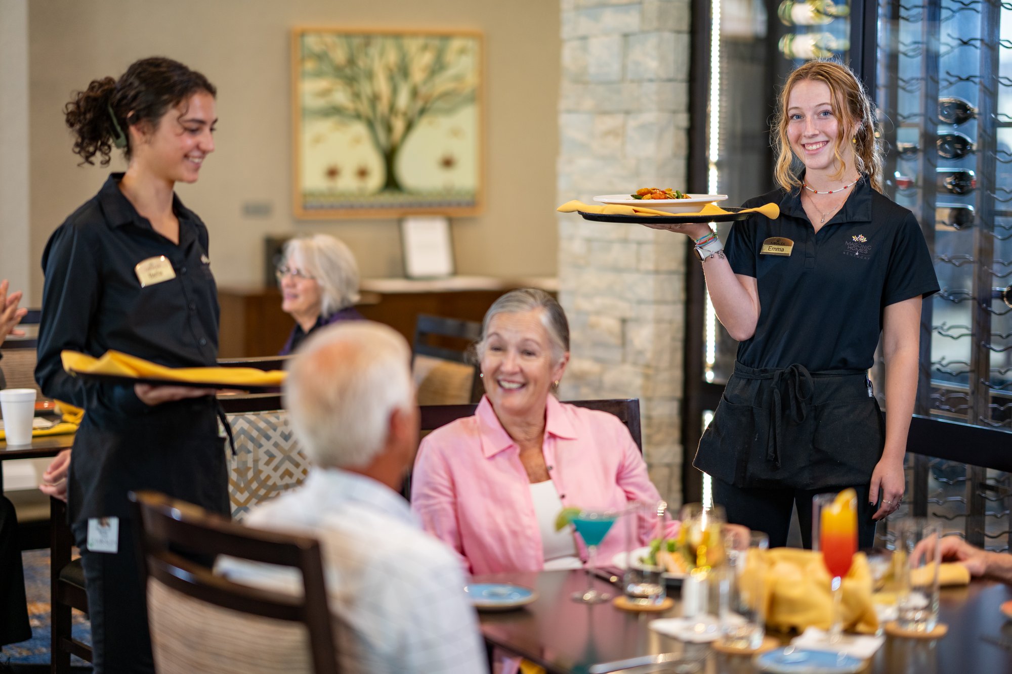 Dining staff with residents